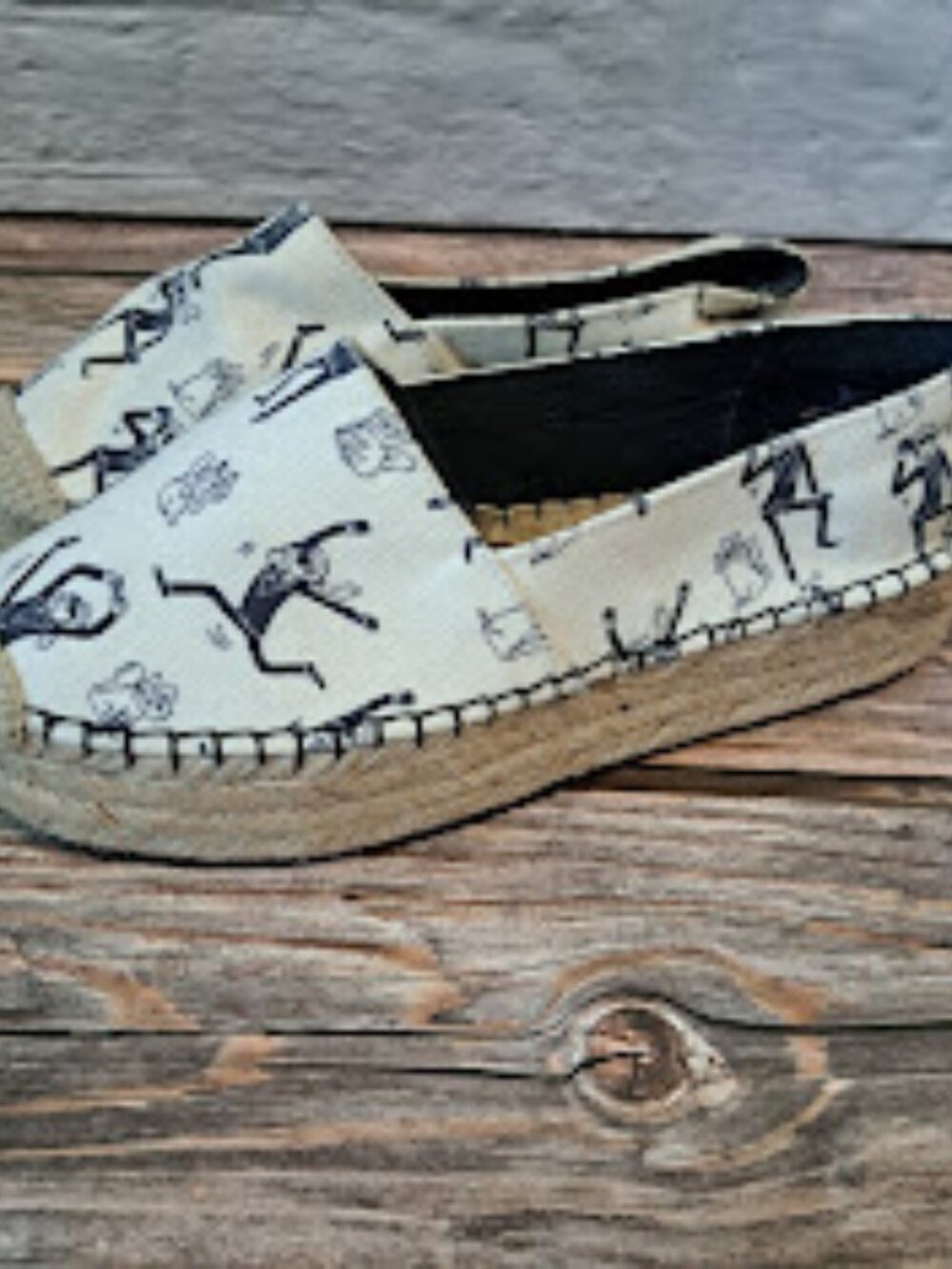 Karl Lagerfeld Cat and man cartoon print espadrille slip-on shoes size6 women's